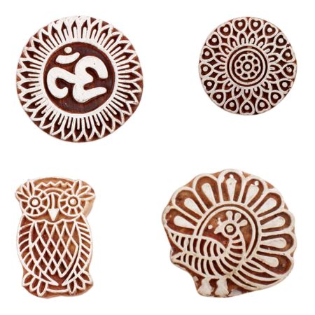 Set of 4 Piece New Mix Wooden Printing Block